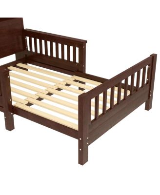Twin Platform Bed with Storage Headboard & Pull-Out, Espresso