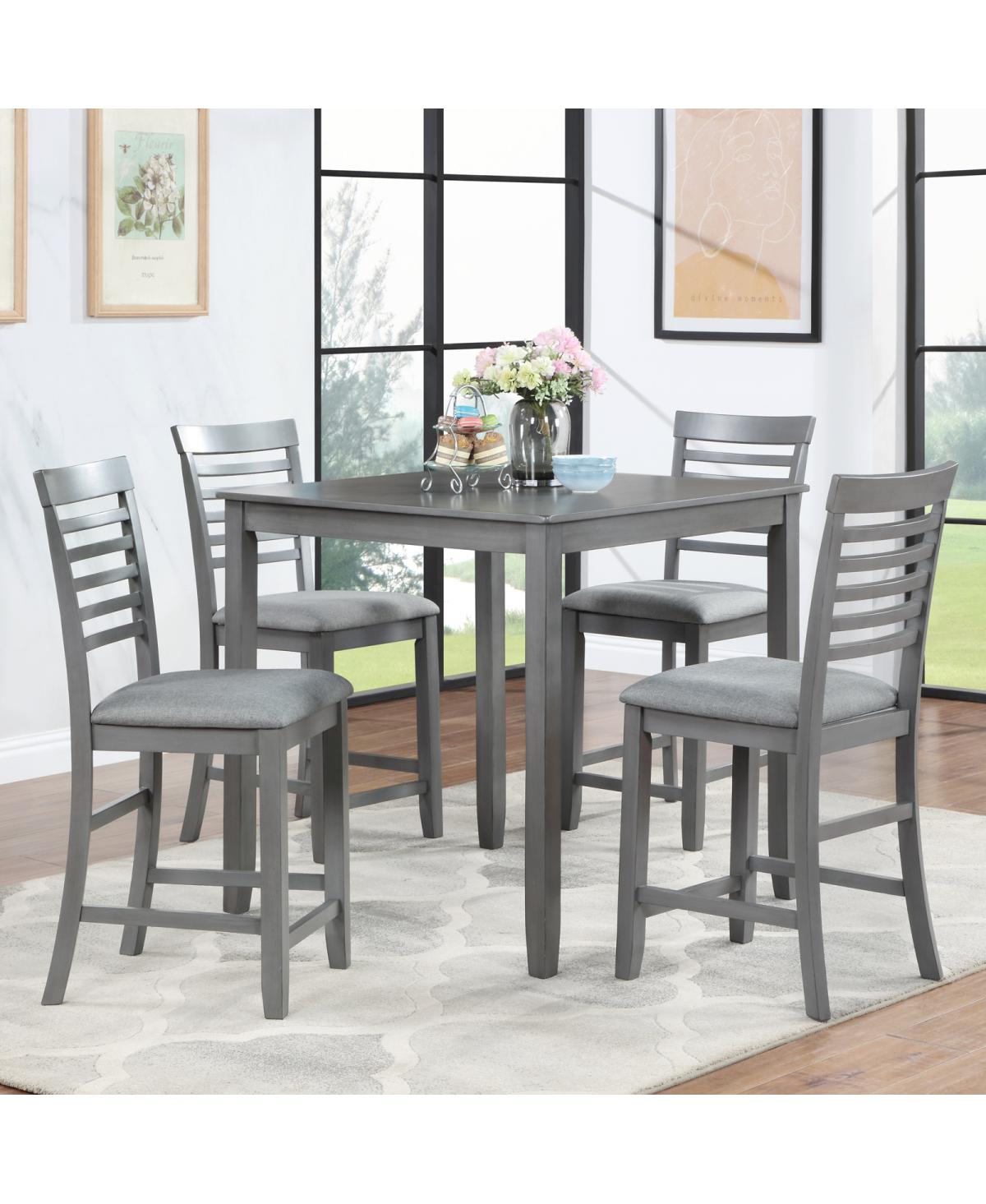 Streamdale Furniture Dining Chairs Set of 4, Wooden Counter Height Chairs with Padded Seat, Gray