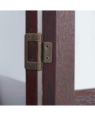 Streamdale Lighted Oak Curio Cabinet with Tempered Glass Doors & Shelves - Dark Cherry