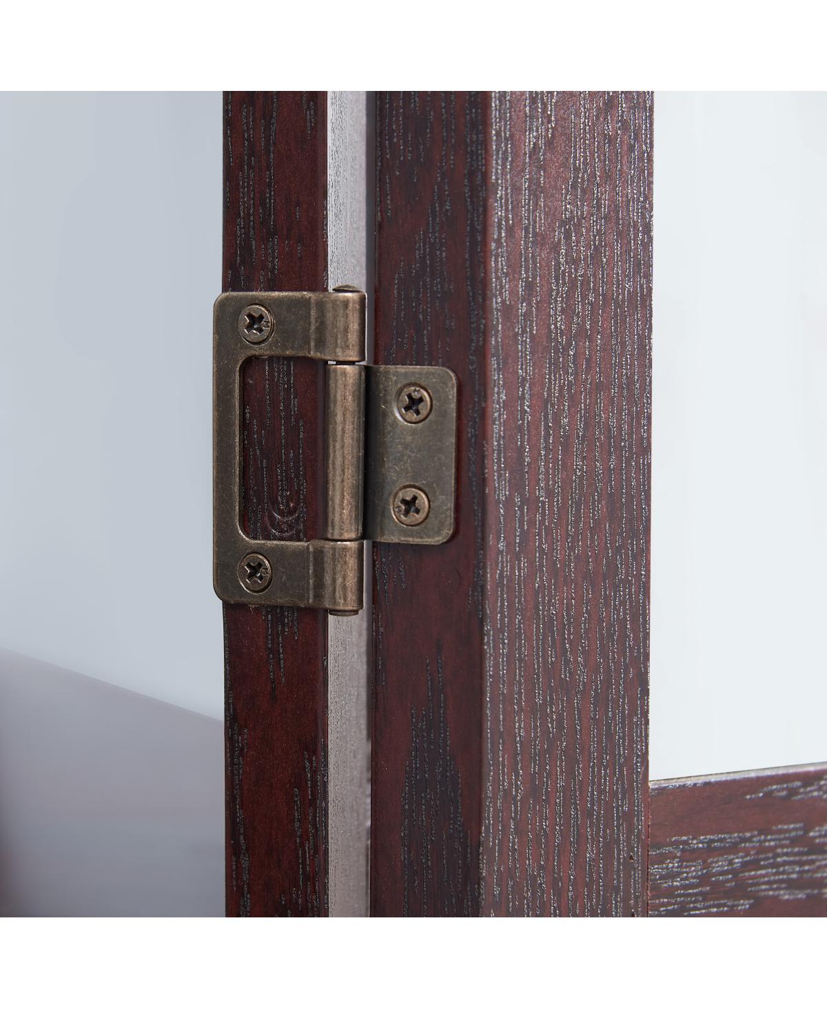 Streamdale Lighted Oak Curio Cabinet with Tempered Glass Doors & Shelves - Dark Cherry