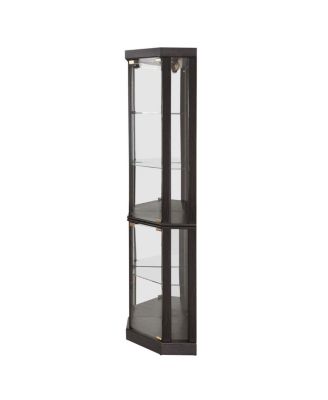 Lighted Corner Curio Cabinet - Glass Display Case for Living Room & Bar Storage - Black