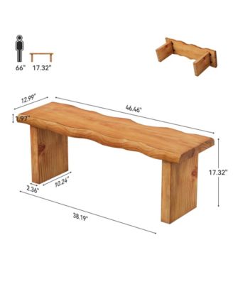 47" Solid Wood Bench, Farmhouse Entryway Bench for Bedroom, Dining Bench for Kitchen, Entryway, Mudroom, Easy Assembly, Brown