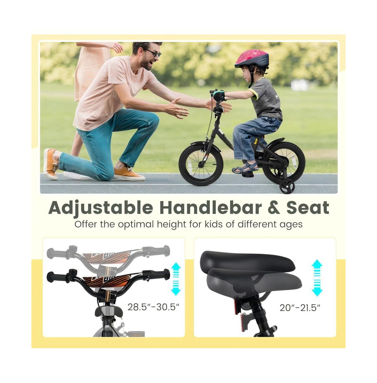 Hongge Kids Training Bike with Adjustable Seat Dual Brake System and Rubber Tires