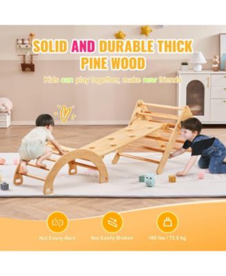 Pikler Triangle Set, 5-in-1 Montessori Climbing Gym w/ Ramp & Arch, Large Wooden Set, Ages 1-3