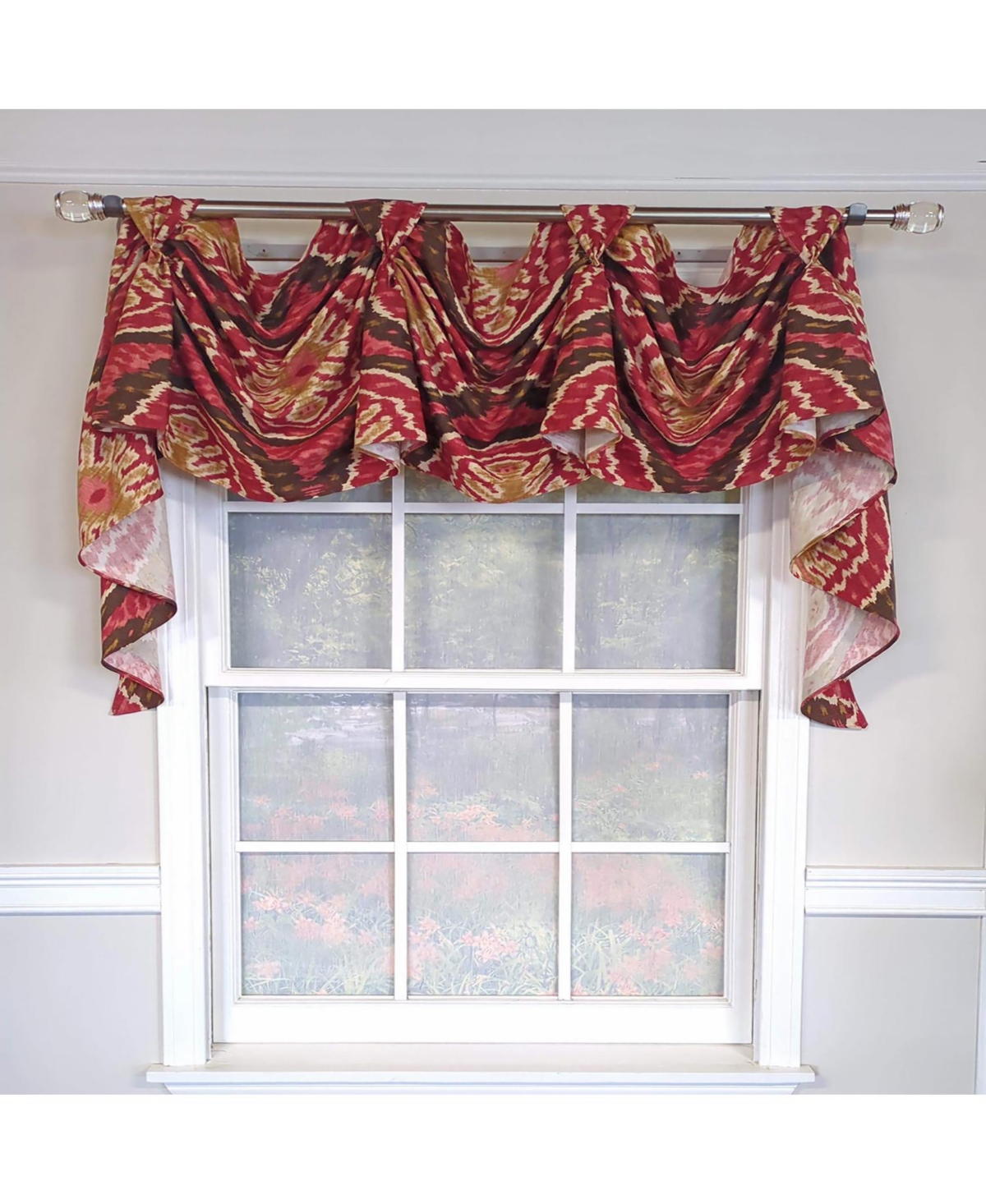 Rlf Home Begonia 3-s Victory 100% Cotton Tab Top Swag Window Curtain 54" x 25" Red
