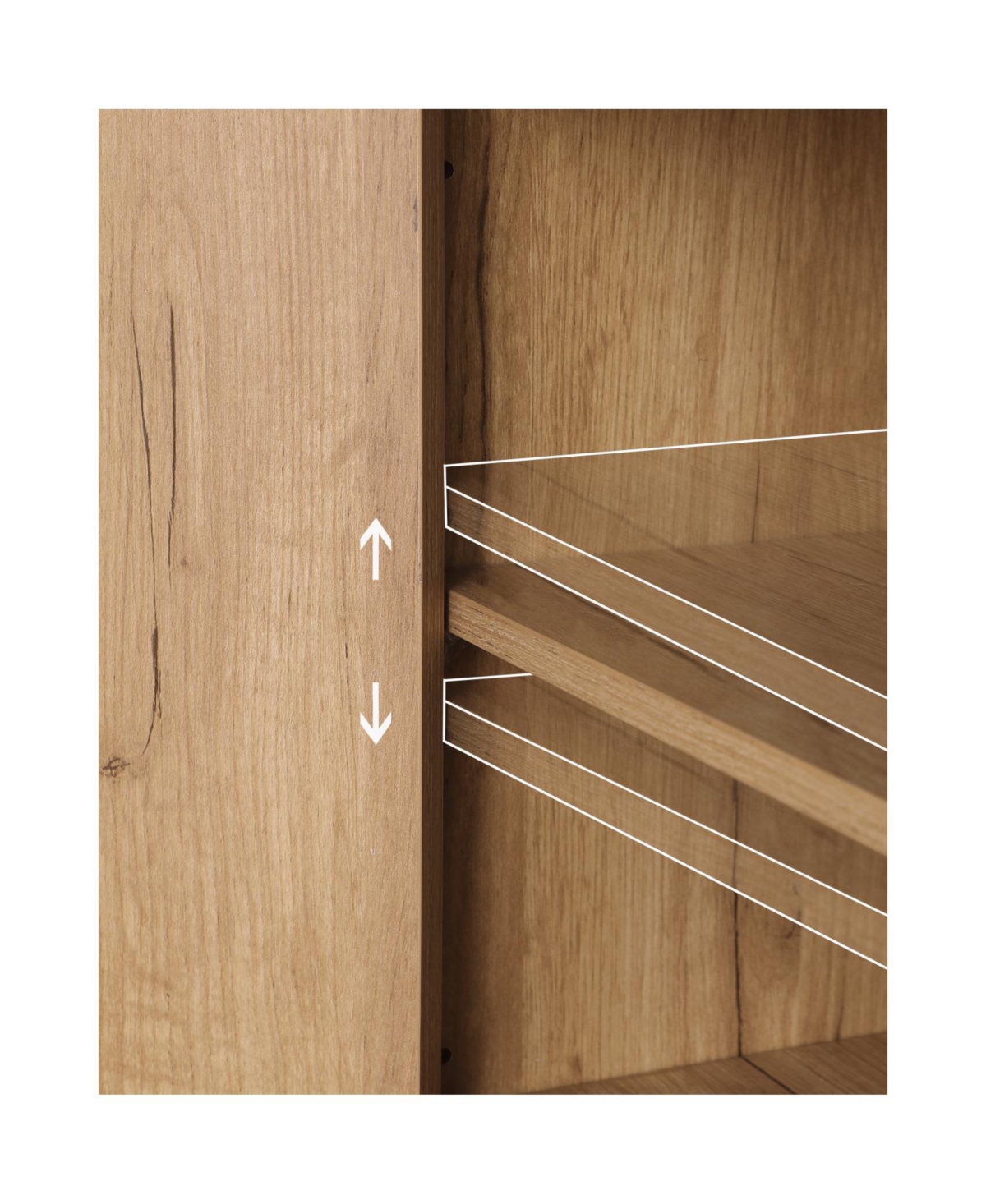 Streamdale Furniture Mid-Century Storage Cabinet- Rattan Doors, 3 Drawers, Adjustable Shelves