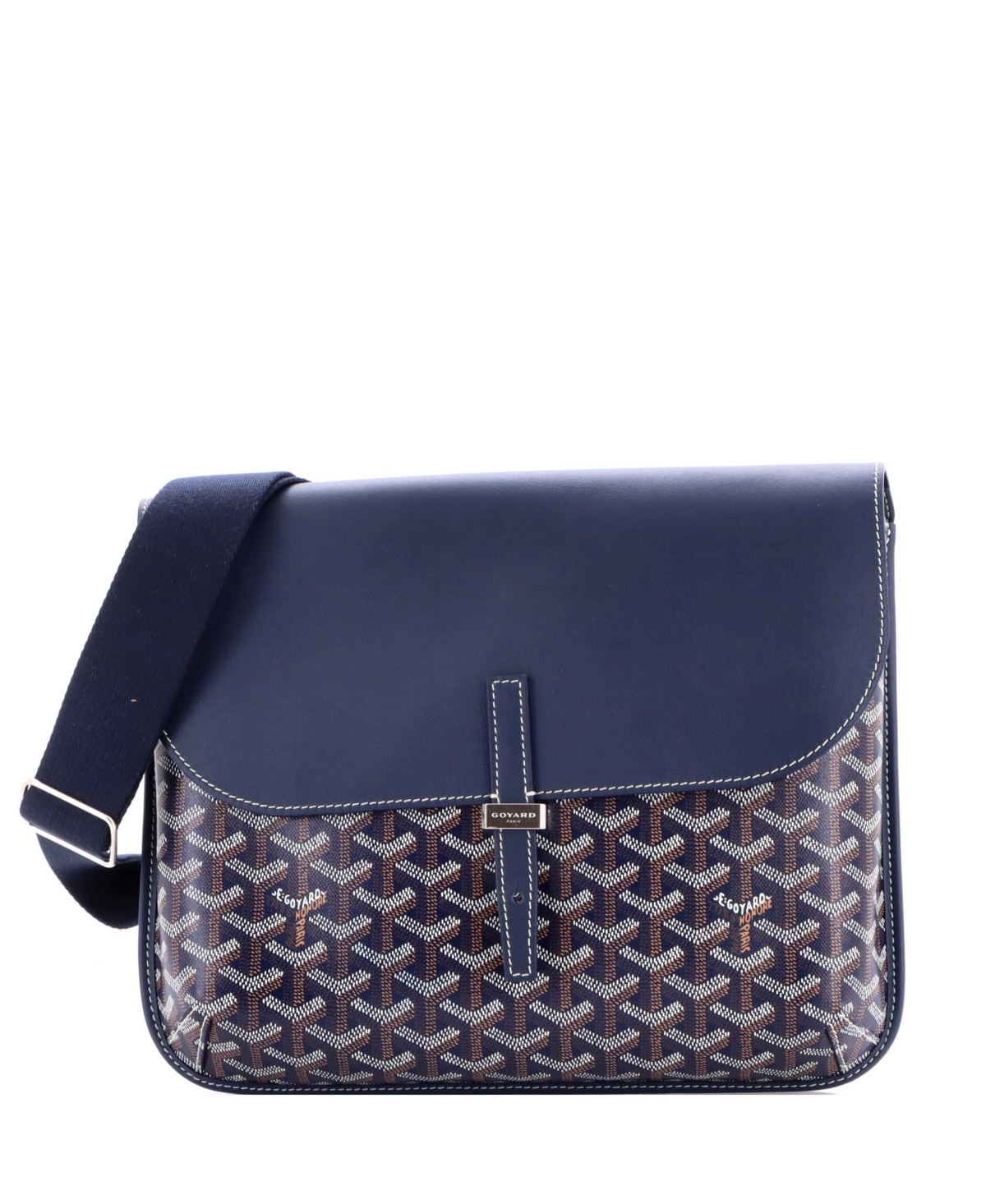 Pre-Owned Goyard Coursier Messenger Bag Coated Canvas and Leather - Blue