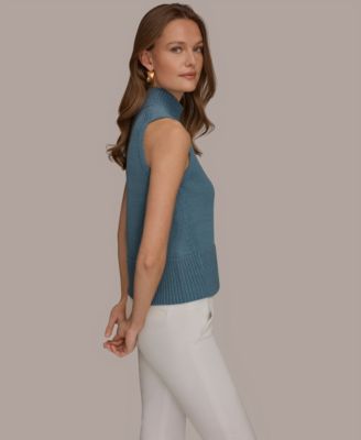 Women's Sleeveless Mock Neck A-Line Sweater