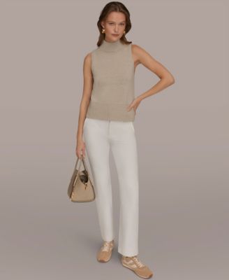 Women's Sleeveless Mock Neck A-Line Sweater