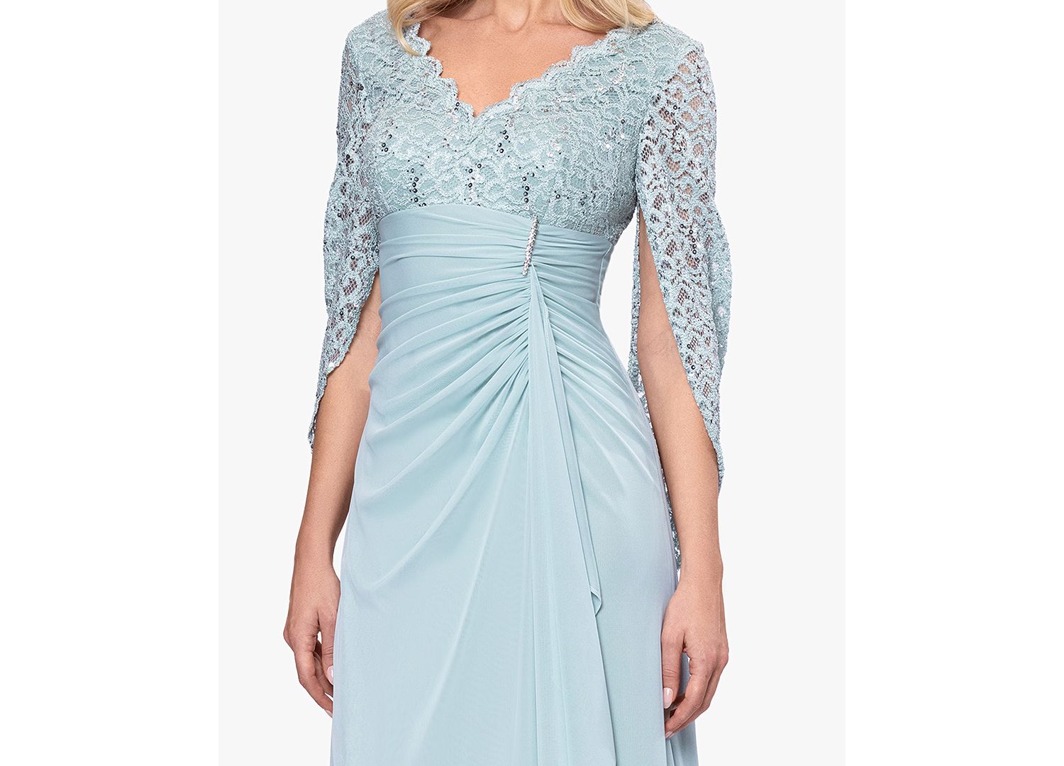 Betsy & Adam Women's Draped Lace Chiffon Gown