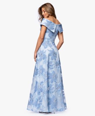 Women's Long Jacquard Printed Off-The-Shoulder Ball Gown