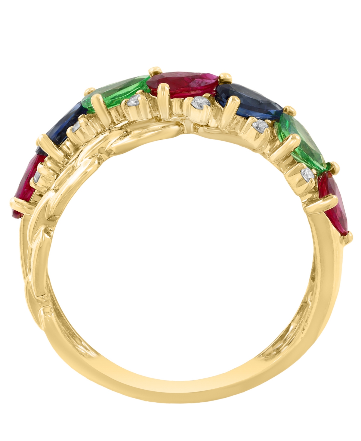 Effy Collection Multi-Gemstone (1-5/8 ct. t.w.) & Diamond (1/20 ct. t.w.) Ring in 14k Yellow Gold