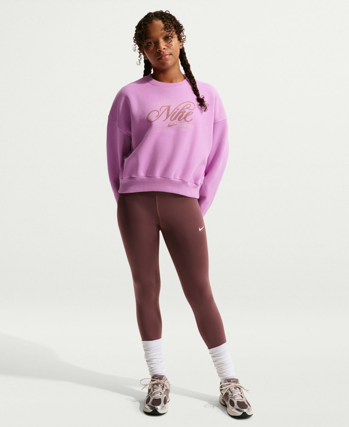 Nike Girls' Sportswear Club Boxy Crewneck Sweatshirt