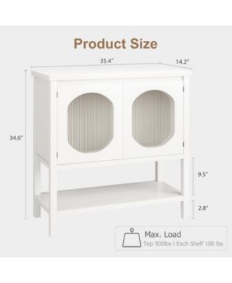 Coffee Bar Cabinet, Storage Cabinet With 2 Reeded Glass Doors, Buffet Cabinet With Storage Shelf, Modern Buffet Sideboard Cabinet