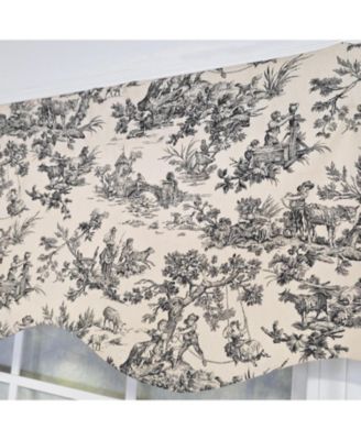 Tradition Provance 100% Cotton Rod Pocket Lined  Window Valance 50" x 15" Black