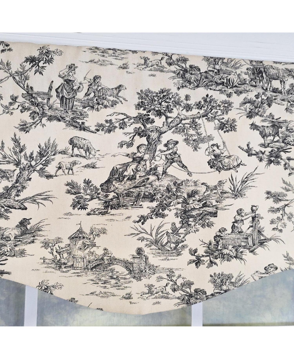 Rlf Home Tradition Provance 100% Cotton Rod Pocket Lined Window Valance 50" x 15" Black