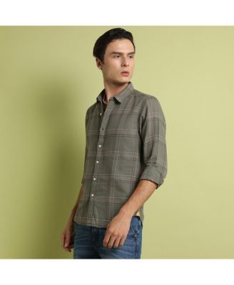 Men's Olive Green Maxi Tartan Plaid Shirt