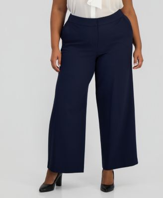 Plus Size Mid Rise Wide-Leg Pants
