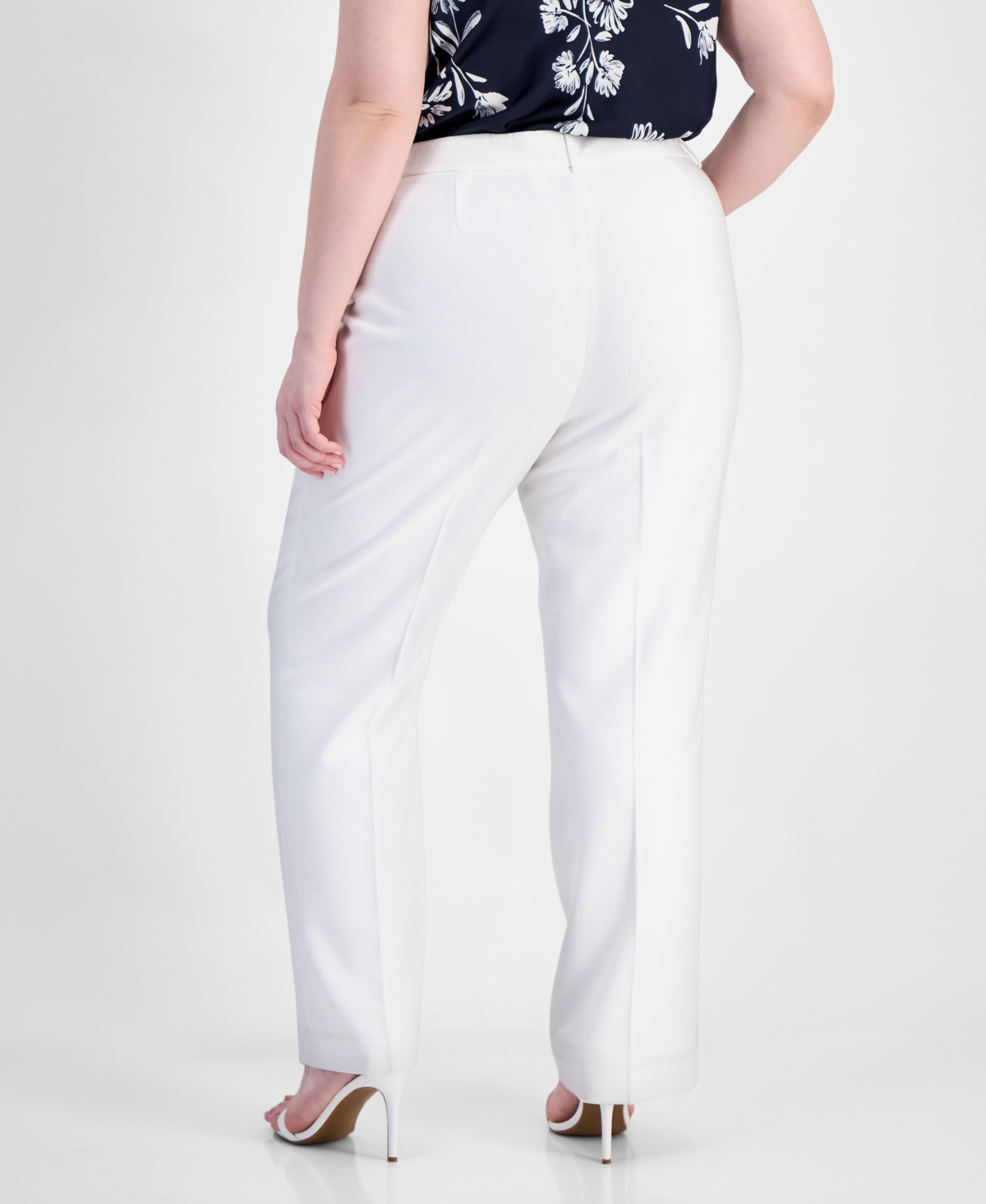 Tahari Asl Plus Press-Pleat Straight-Leg Pants