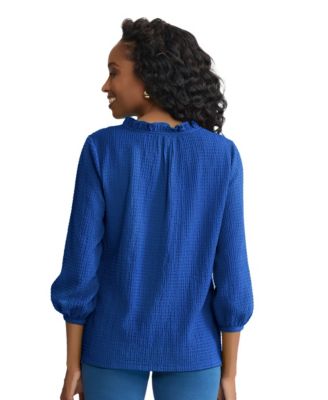 Women's 3/4-Sleeve Smocked Shoulder Top