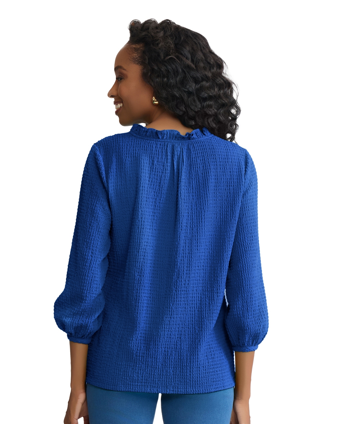 Jones New York Women's Smocked Shoulder Top