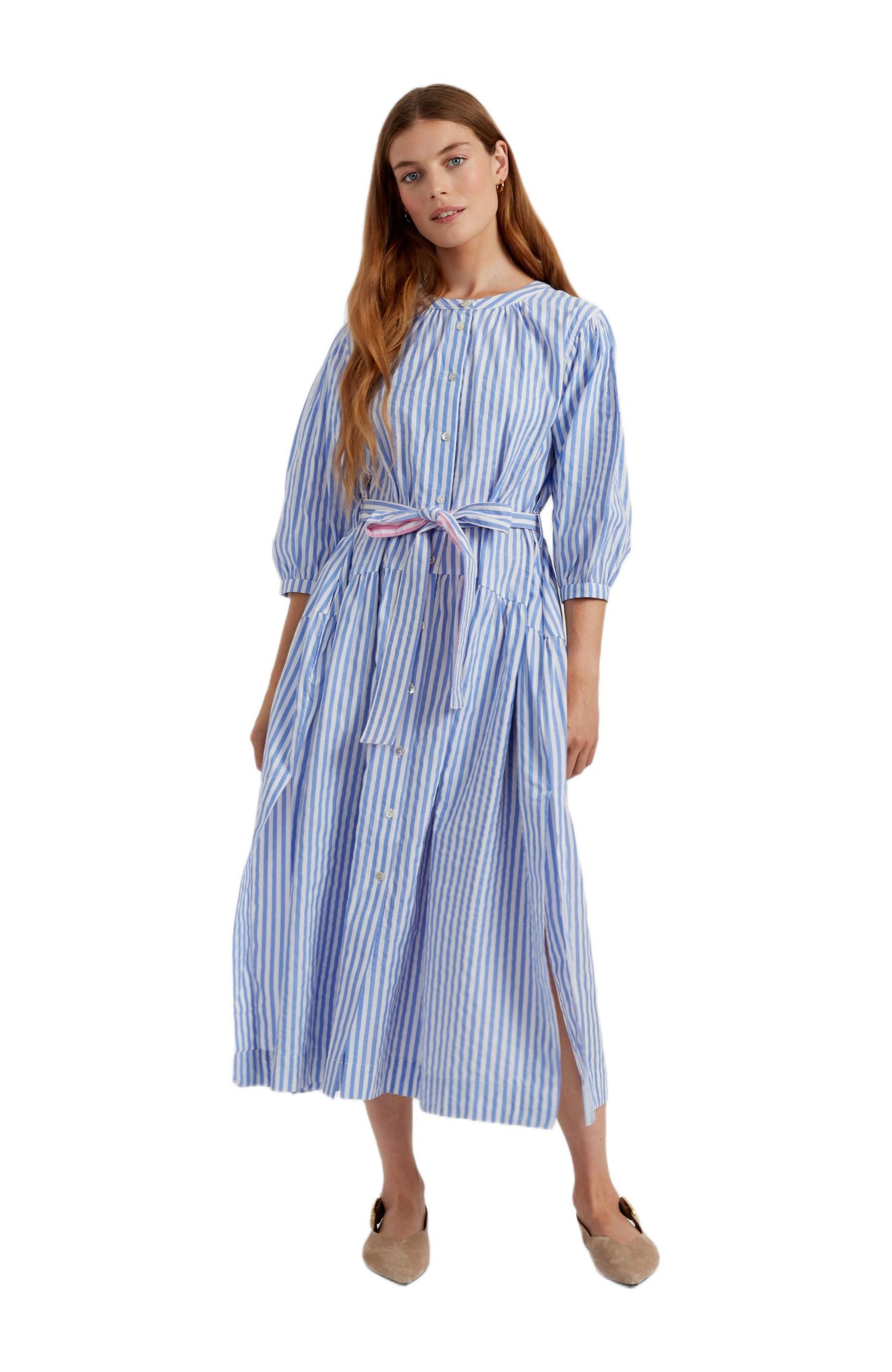 Women's Chinti and Parker Oxford Stripe Cotton Shirt Dress