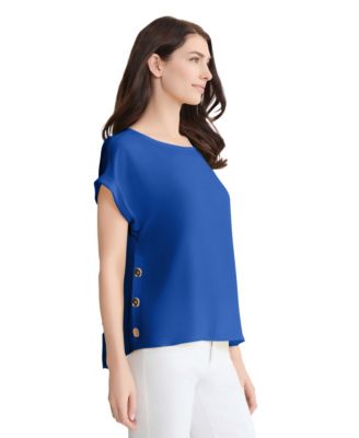 Women's Short-Sleeve Side-Button Blouse