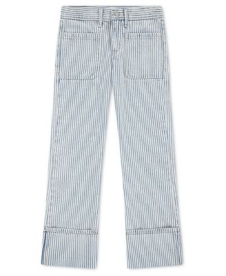 Girls' 7-16 Railroad Striped Wide Leg Jeans