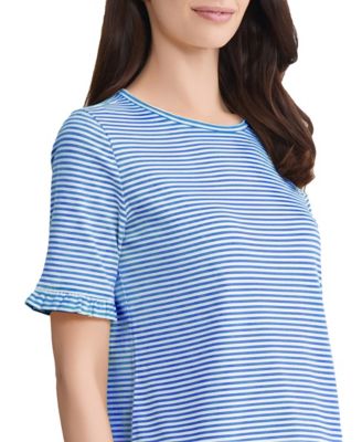 Women's Ruffle Elbow Sleeve Crew Neck Top
