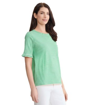 Women's Ruffle Elbow Sleeve Crew Neck Top