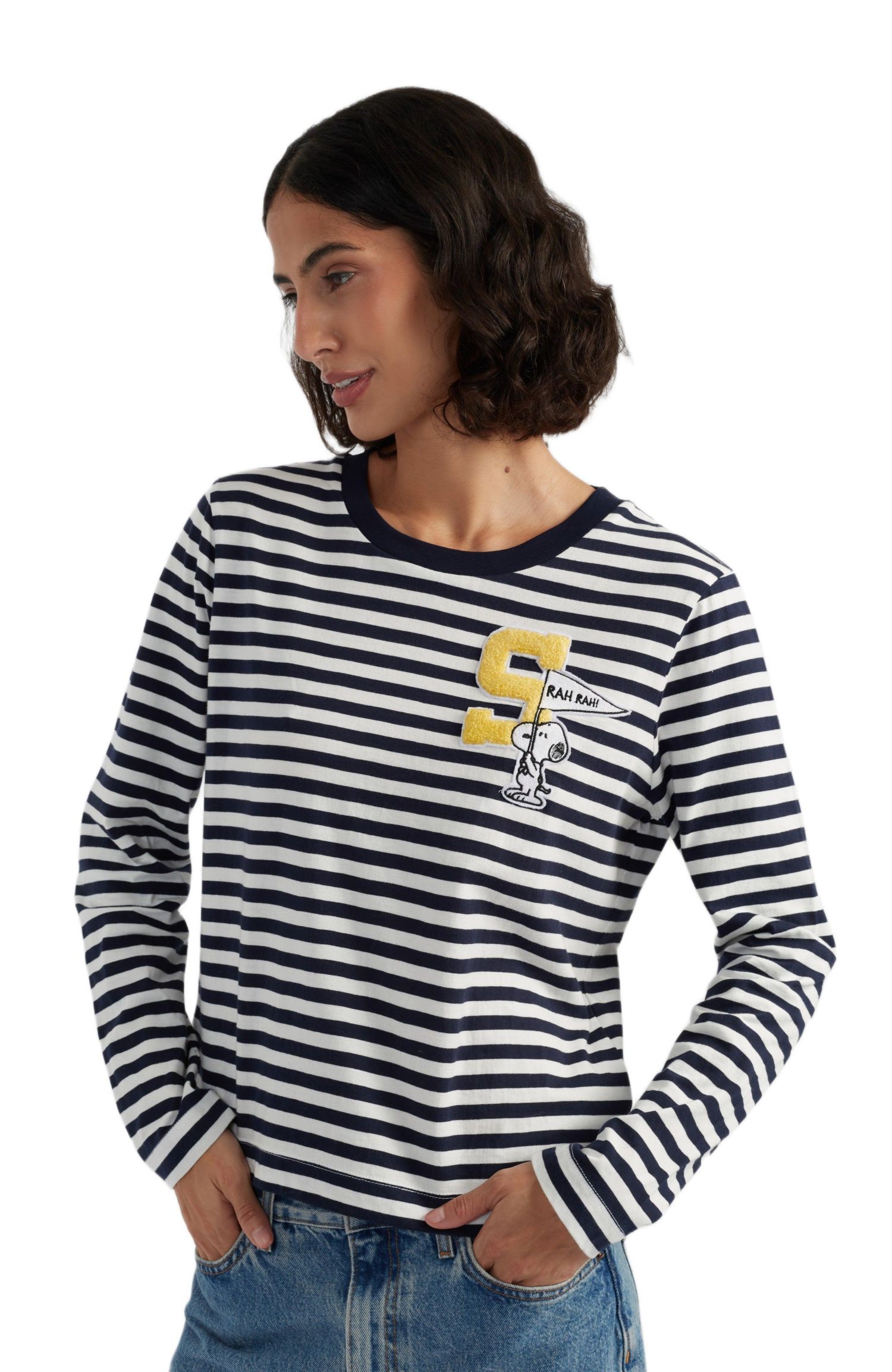 Women's Chinti and Parker Snoopy Varsity Long Sleeve Tee
