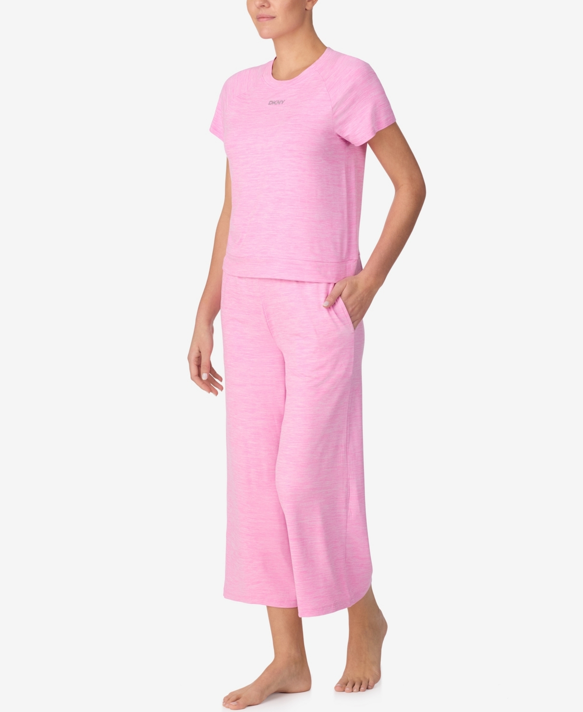 Dkny Women's Short-Sleeve Top and Wide-Leg Jogger Pants, 2-Piece Set