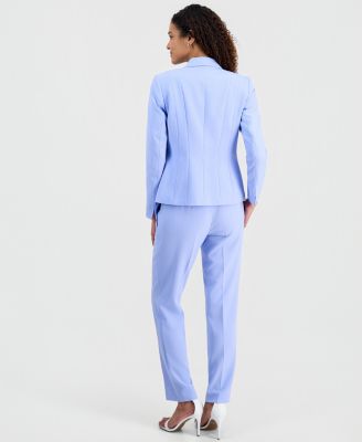 Women's Stretch Crepe One-Button Panel Seamed Jacket, Burnout Floral Sleeveless Top & Ava Straight Leg Pant