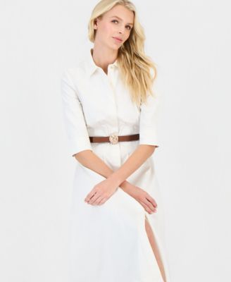 Women's 3/4-Sleeve Midi Shirtdress