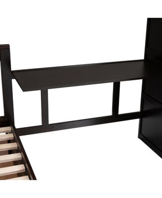 Twin L-Shaped Bunk Bed w/ Drawers, Desk & Wardrobe