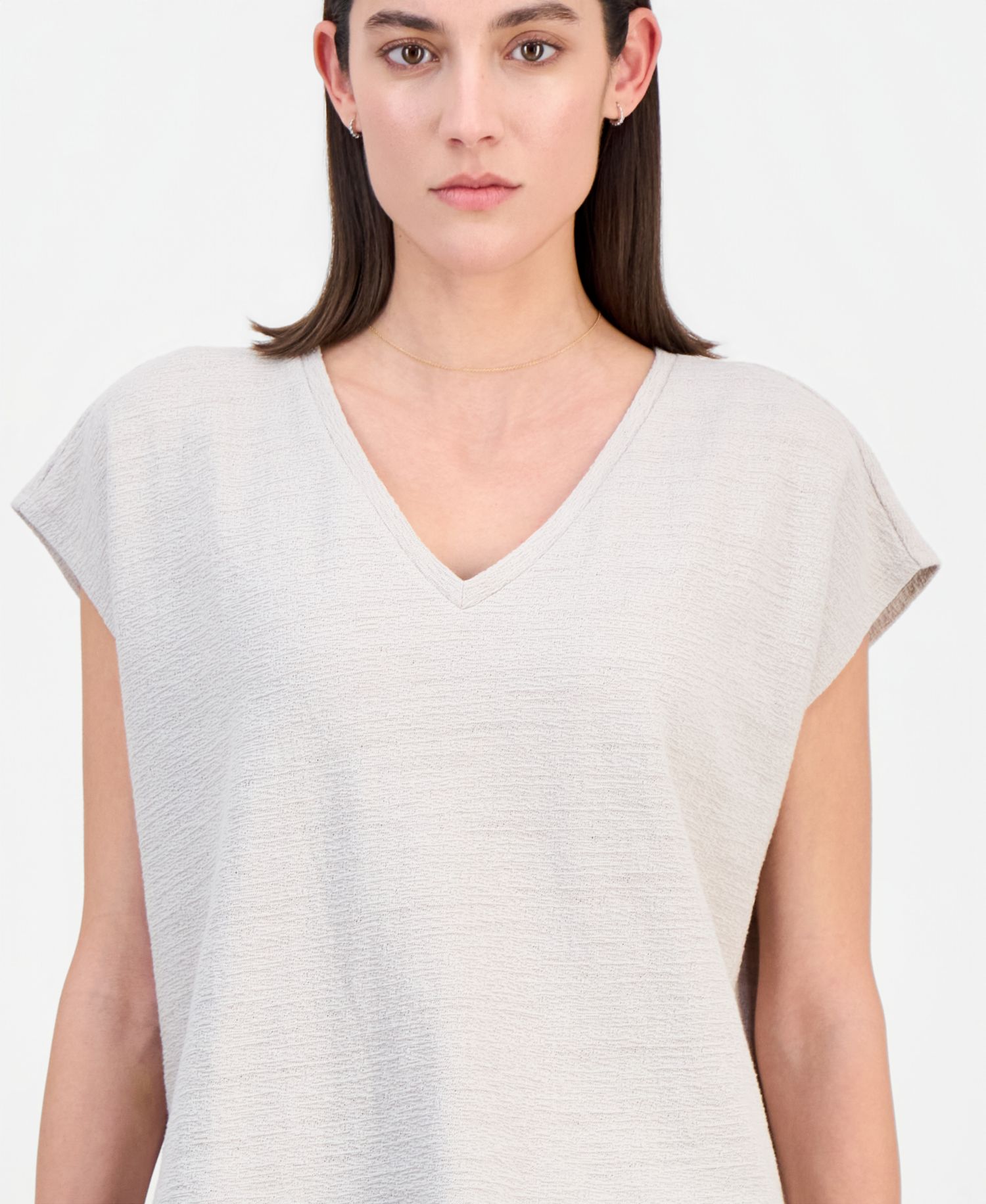Women's Cotton Jacquard V-Neck Top