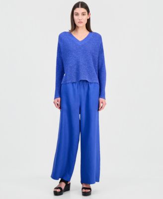 Women's Cotton & Linen V-Neck Sweater