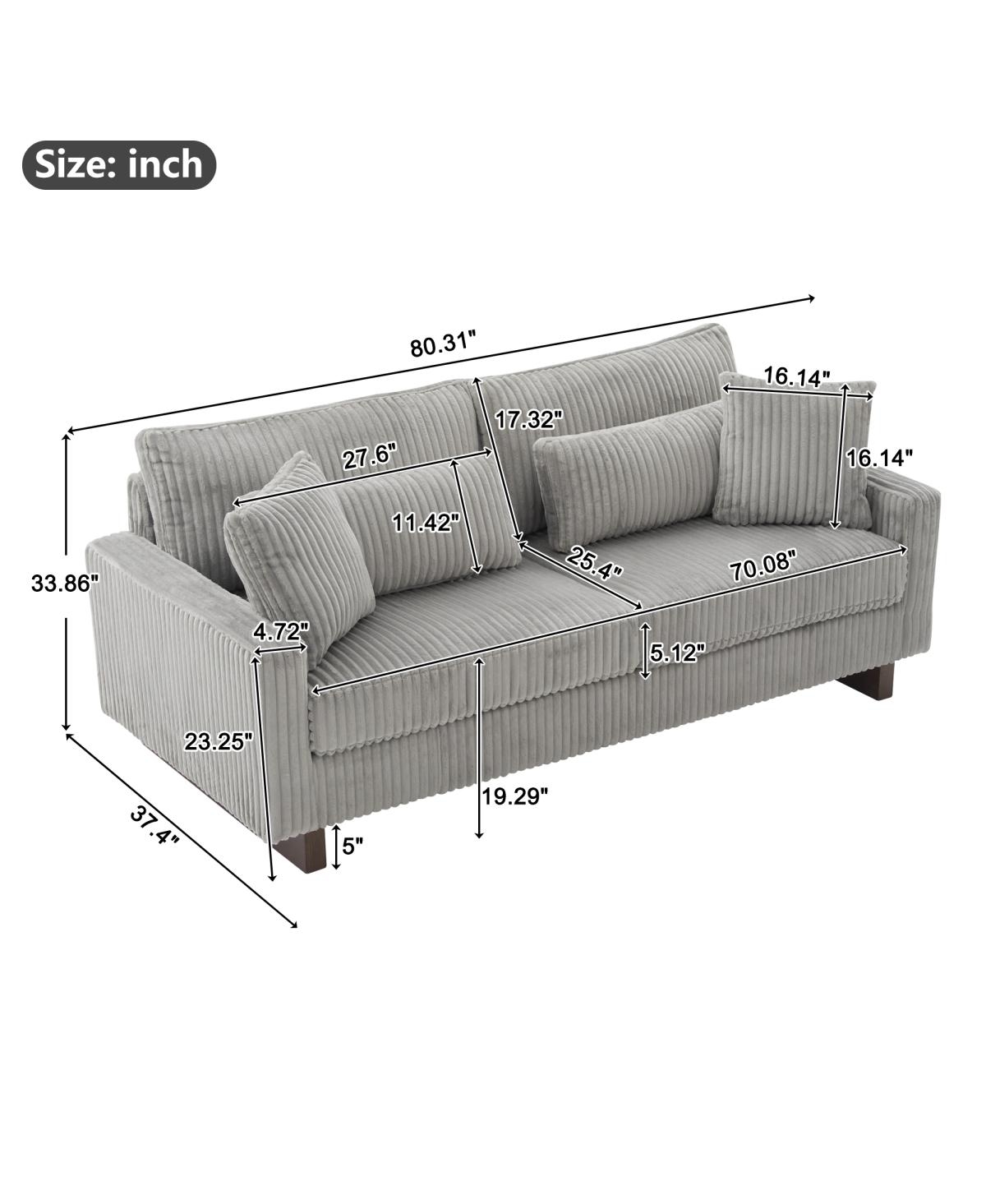 Streamdale Furniture Modern Loveseat Sofa with Four Pillows