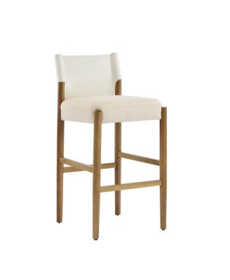  Modern Solid Wood Bar Stool with Polyester Cushion, Set of 2
