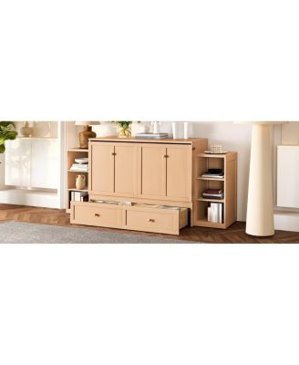 Murphy bed with storage drawers & shelves. Golden