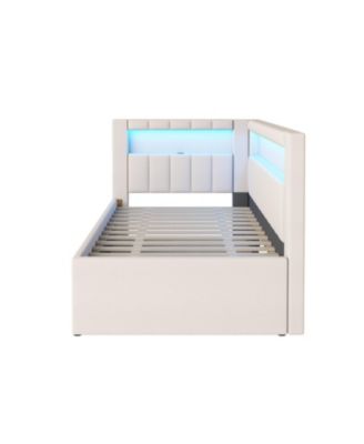 Twin Platform Bed with USB & LED Trundle