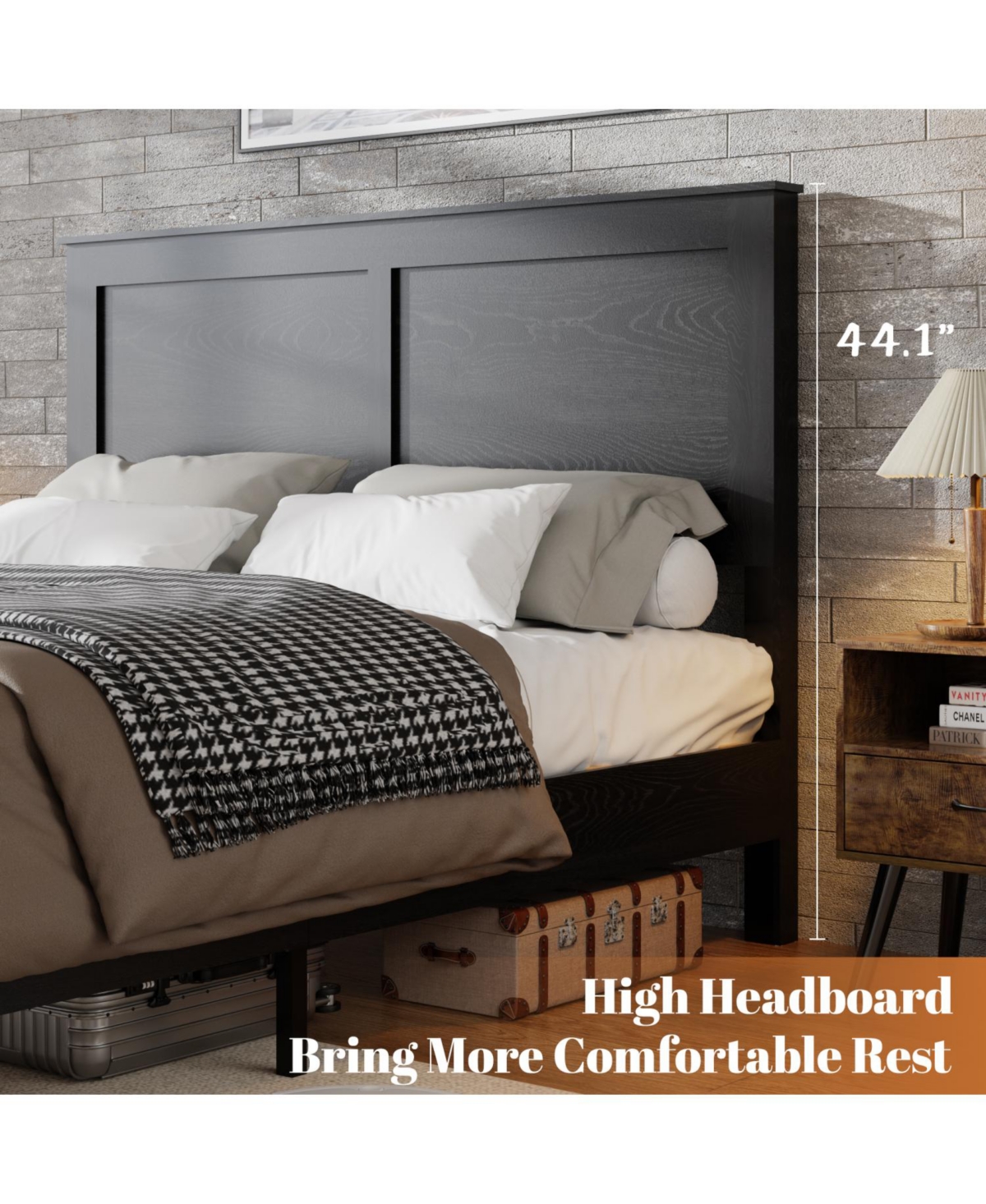 Streamdale Furniture Queen Wood Platform Bed Frame - Noise Free, Easy Assembly, Under Bed Storage