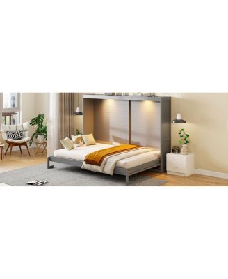 Queen Size Murphy Bed Wall Bed Modern design with LED Lights