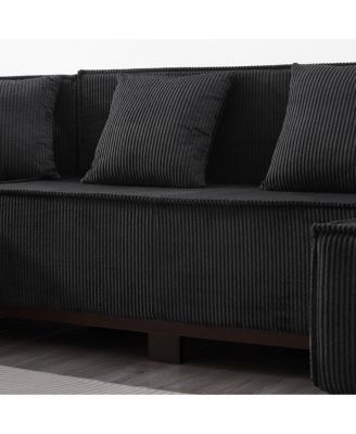  Modern U-Shaped Sectional Sofa with RGB LED Light Strip