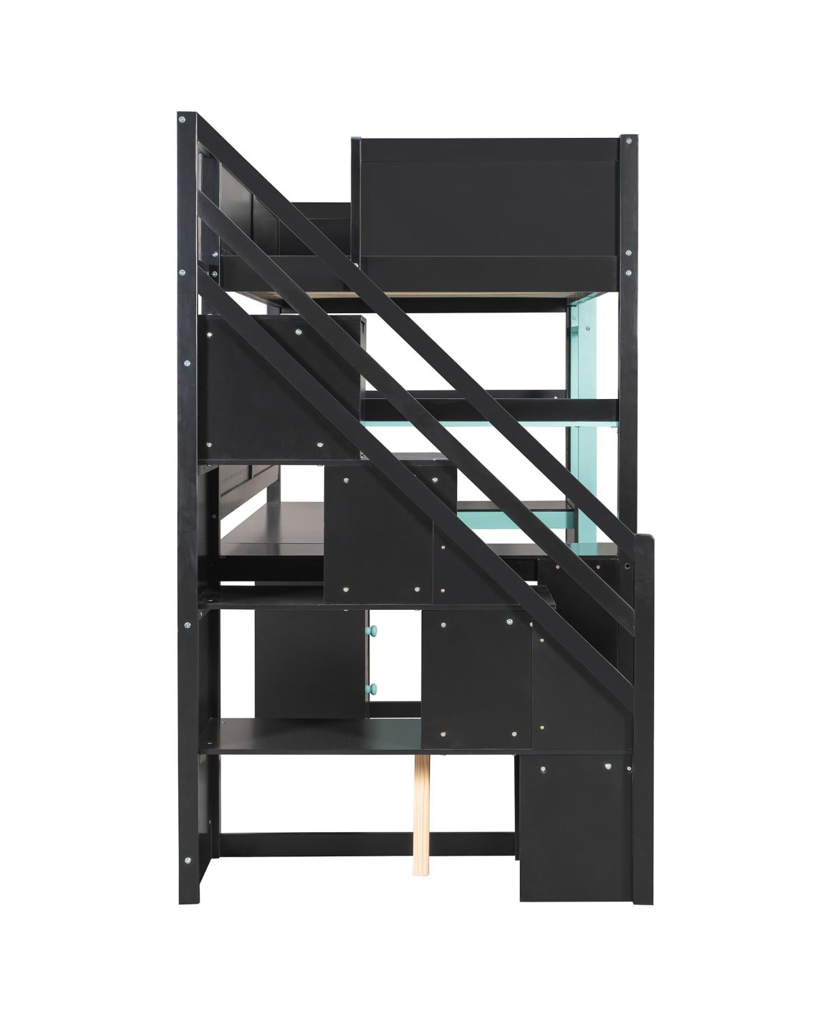 Streamdale Furniture Twin Gaming Loft Bed with Storage Stairs, Desk