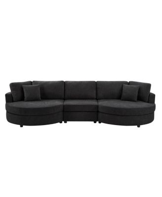3-seater 129" Curved Upholstered Sofa Couch, Dark Gray
