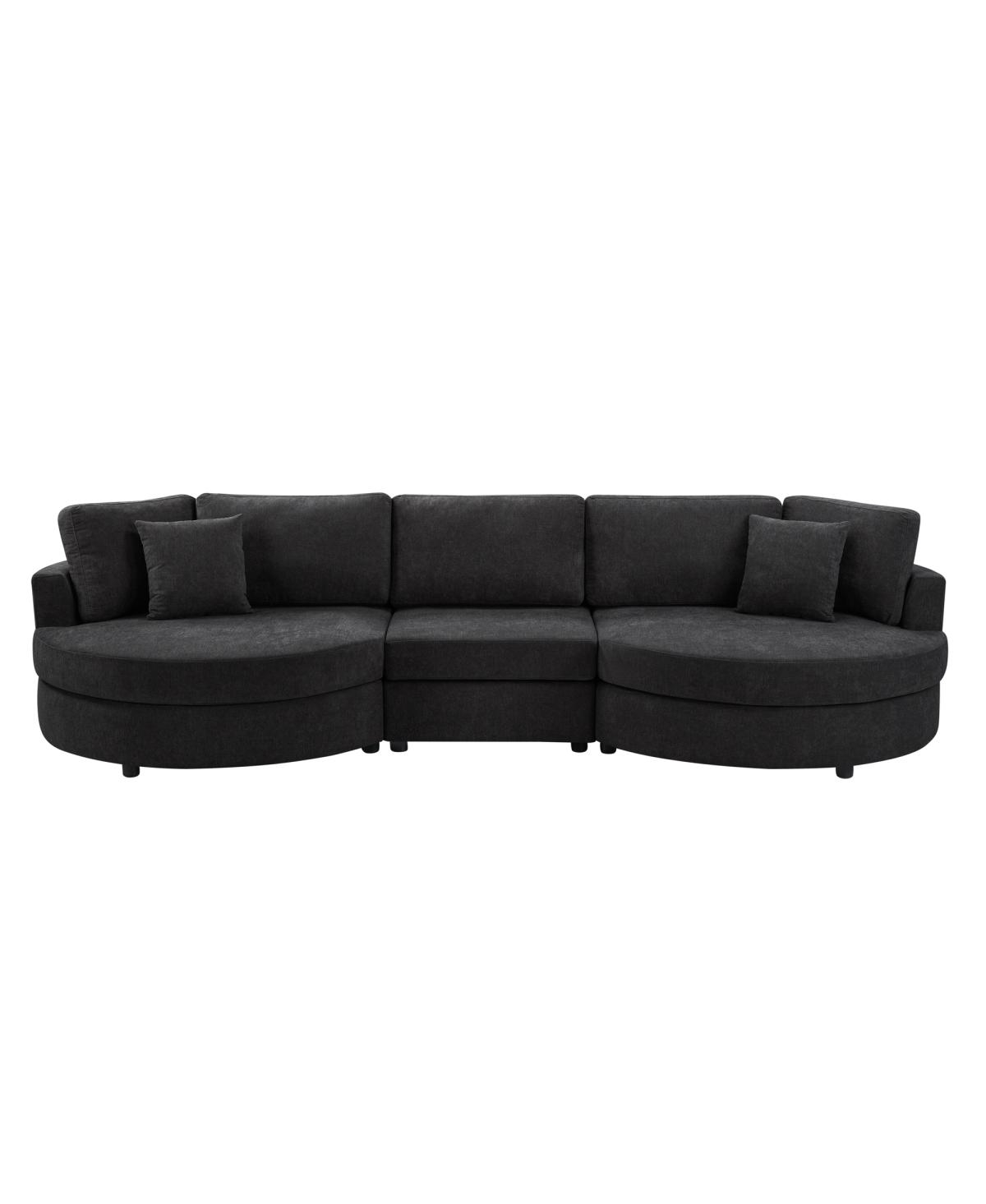 Streamdale furniture 3-seater 129" Curved Upholstered Sofa Couch, Dark Gray