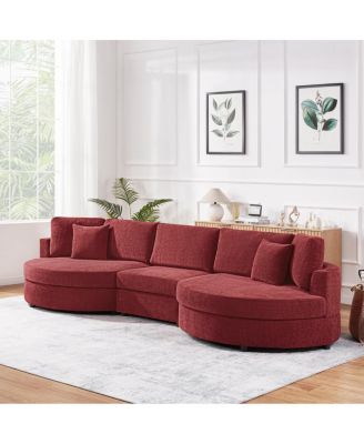 3-seater 129" Curved Upholstered Sofa Couch, Dark Gray