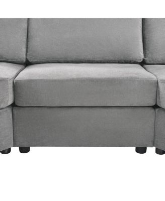 3-seater 129" Curved Upholstered Sofa Couch, Dark Gray