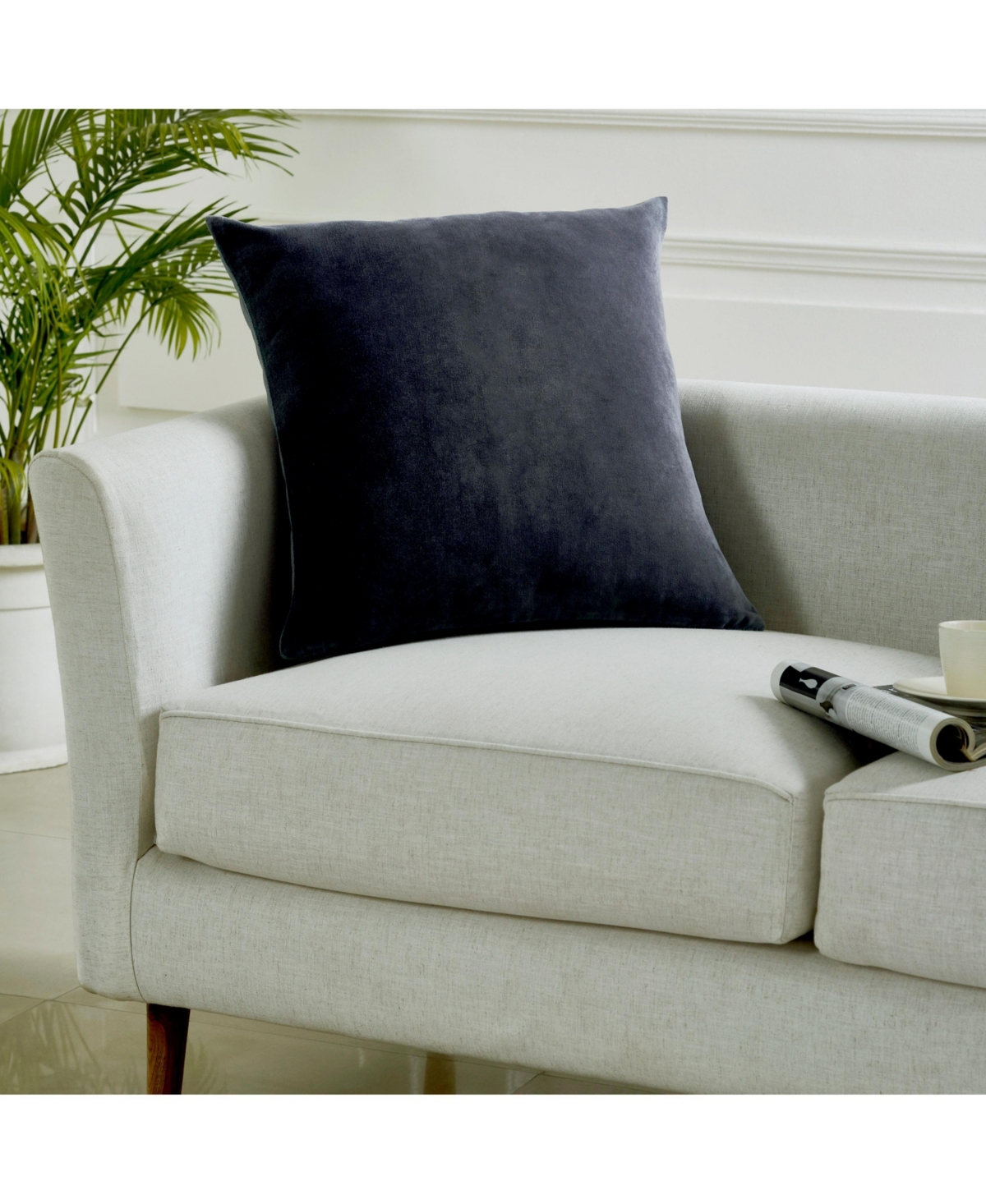 Ihi Home Solid Velvet Pillow Front and Back Velvet, 22"Sq